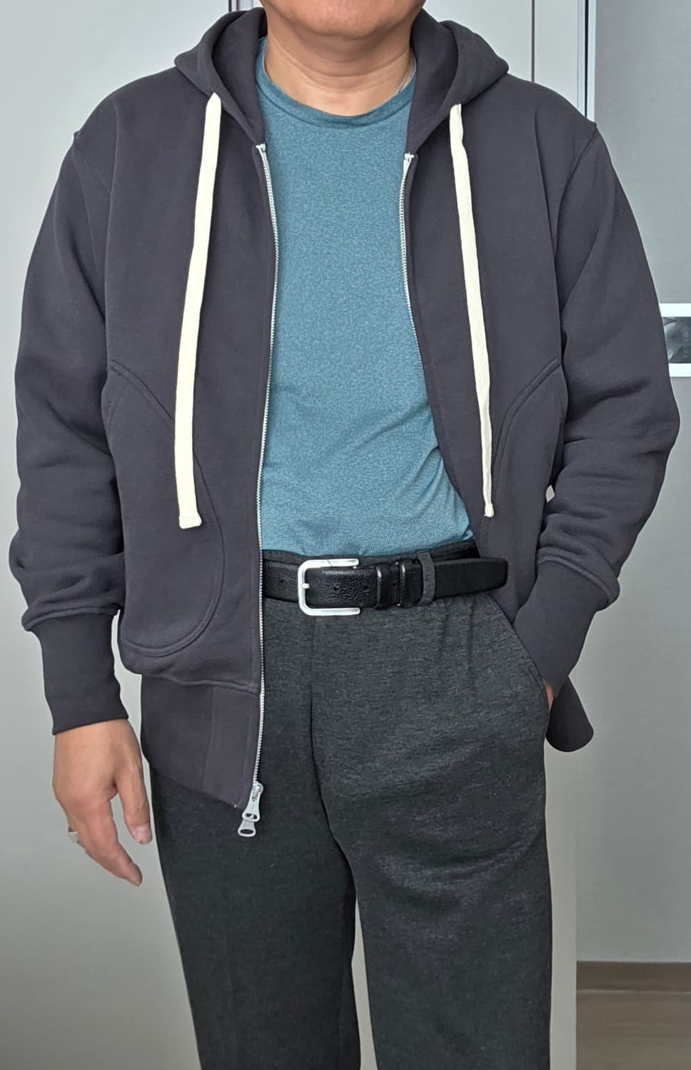 브론슨(BRONSON) 2Way Zip-Up 후드티 다크 그레이 (L) 상품이미지7