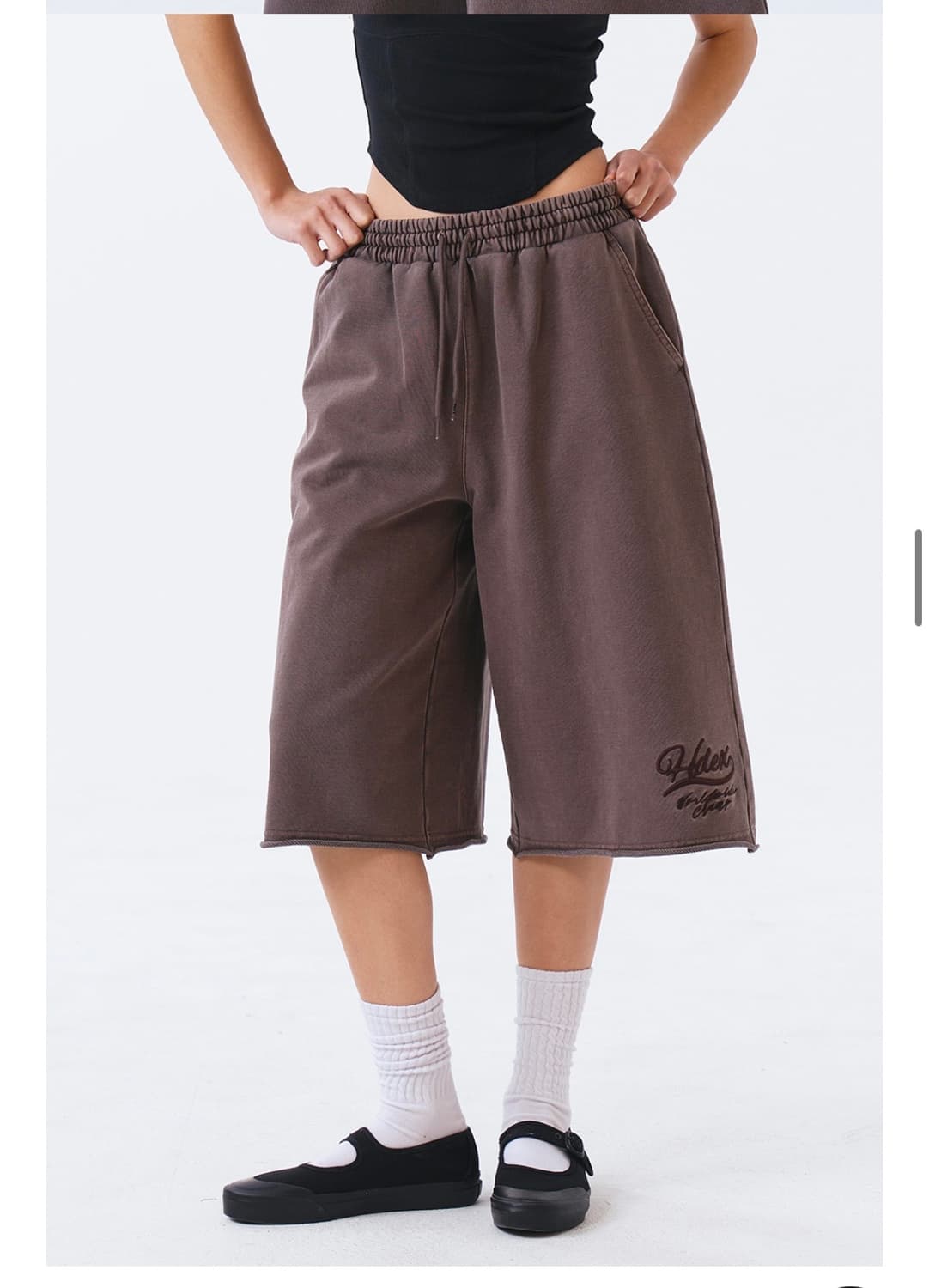  에이치덱스 피그먼트 컷팅 버뮤다 쇼츠 브라운컬러 상품이미지4