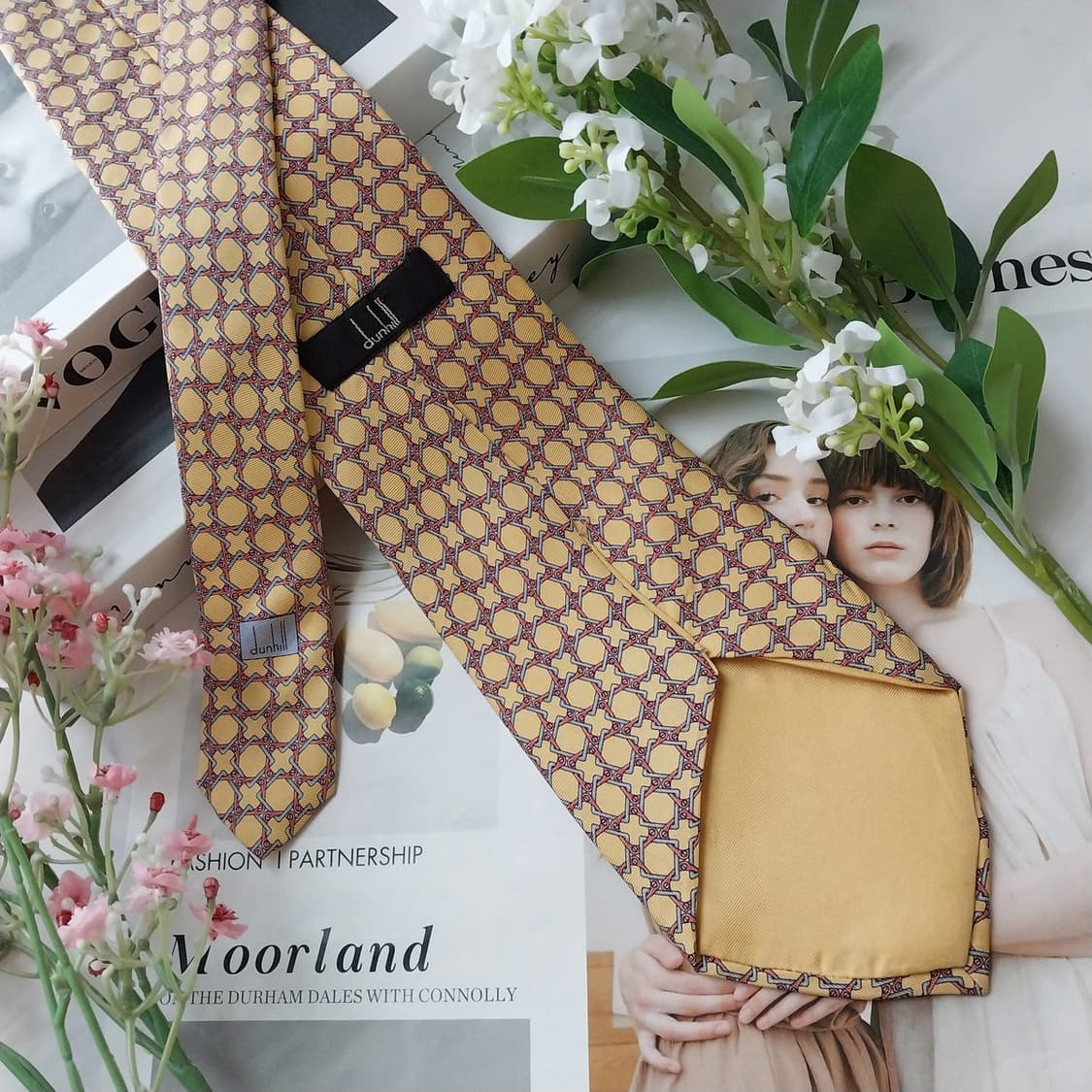 던힐 실크 옐로우 기하 패턴 넥타이 10cm A등급 K1674
 상품이미지6