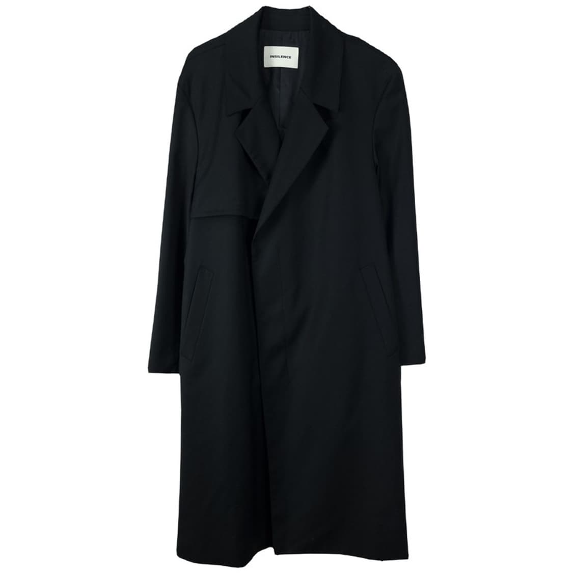 [인사일런스] 미니멀 오버핏 롱 트렌치 코트 블랙 M18606 상품이미지2