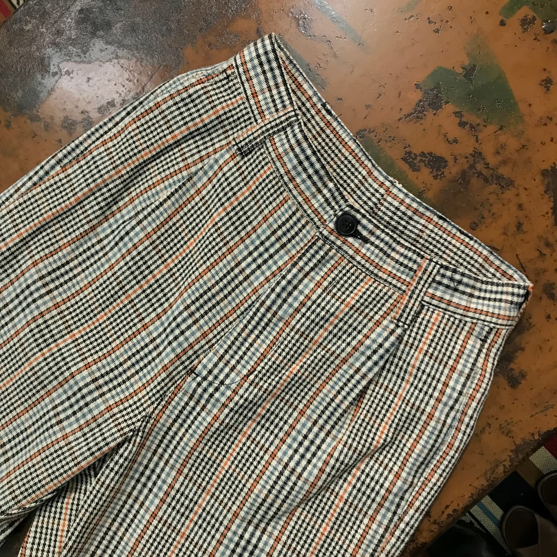 오베이 베이지 체크 원턱 코튼 팬츠 허리 24 25 사이즈 상품이미지4