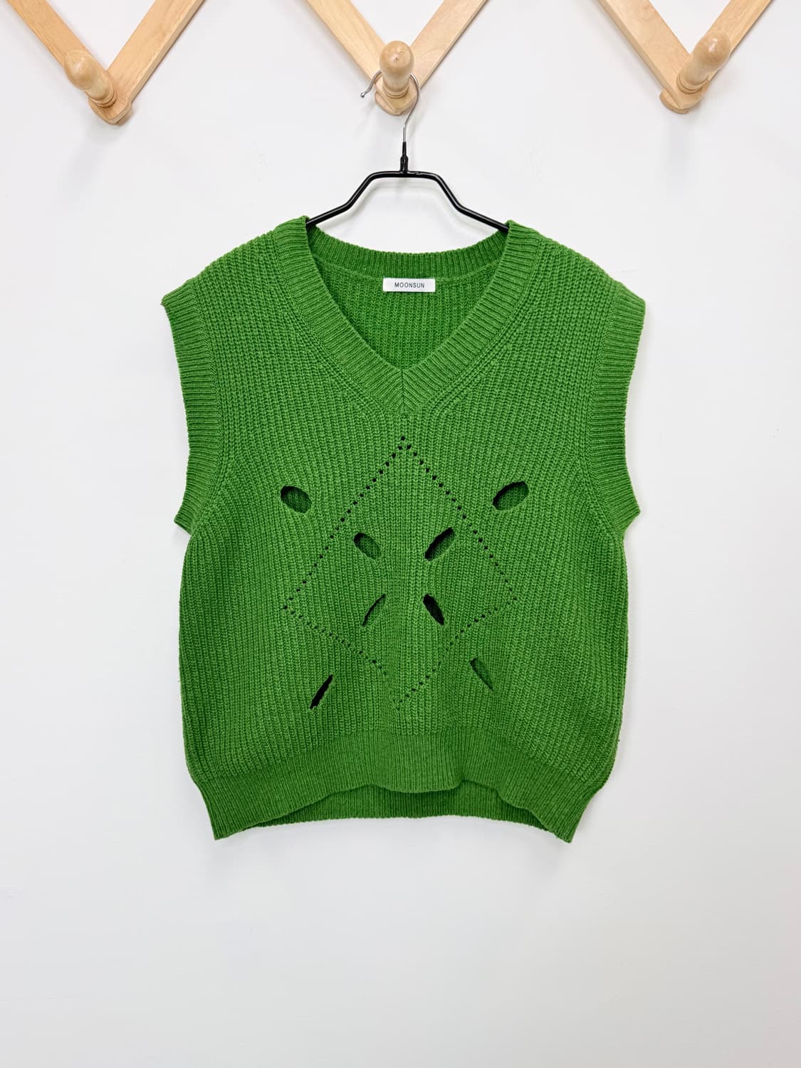 문선 아가일 홀 니트 베스트 상품이미지3