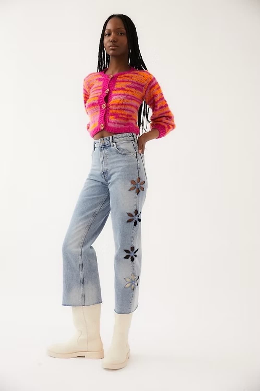 [TACH CLOTHING] 플라워 크롭 데님 28  상품이미지1