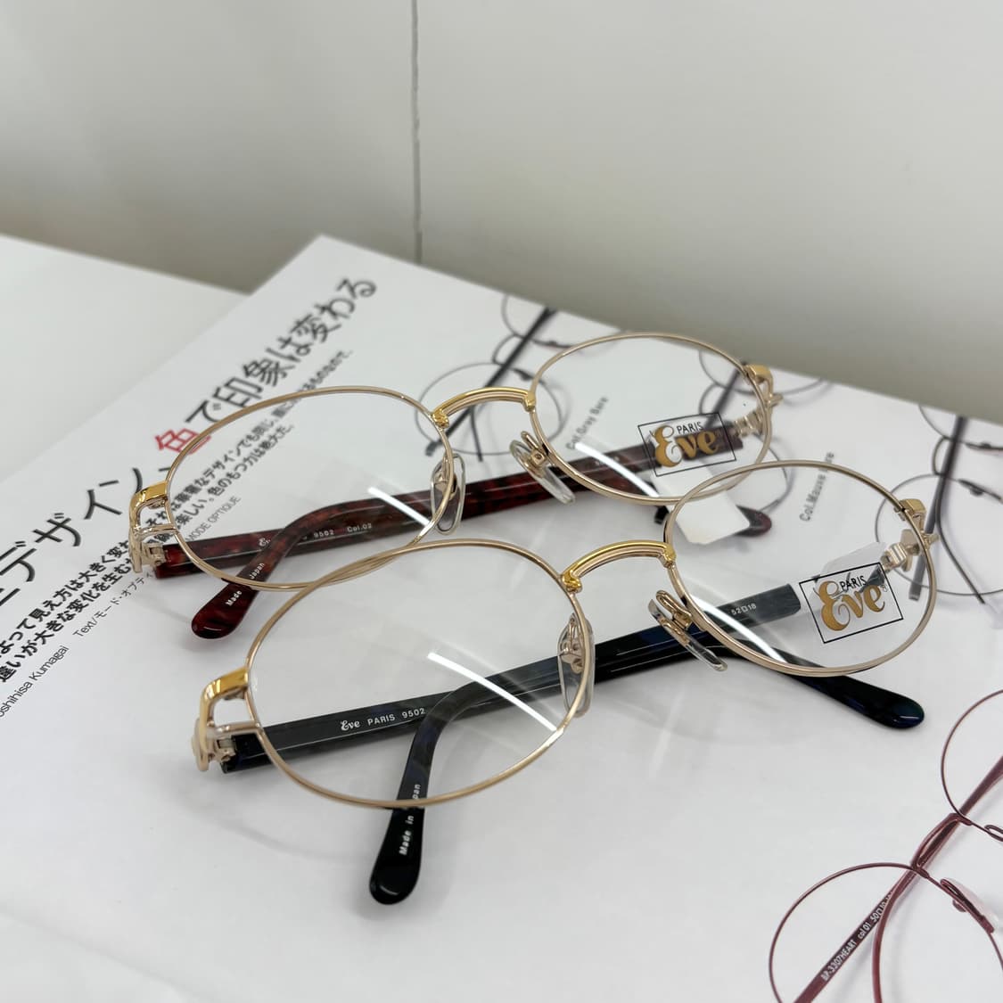 EVE Paris 골드 라운드 빈티지안경 (레드/네이비) 상품이미지2