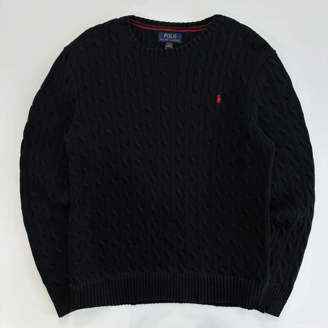 Polo  폴로 랄프로렌 신형 자수 코튼 블랙 꽈배기 니트  상품이미지1