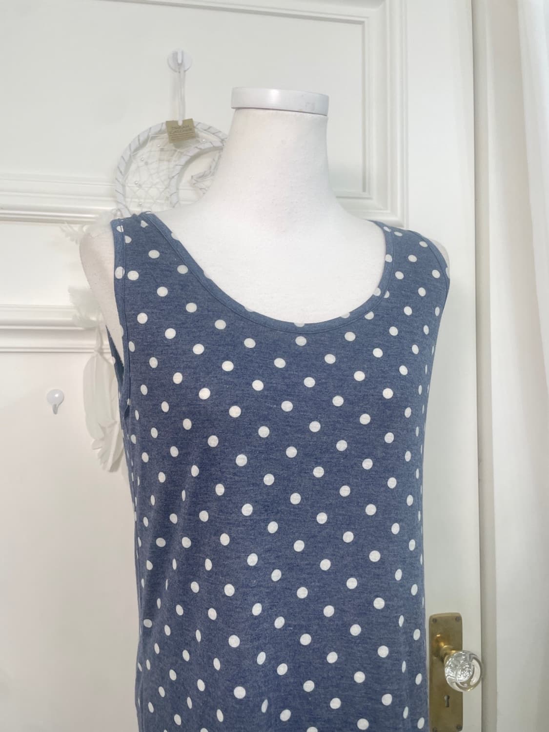 denim mood dot cotton sleeveless long op 상품이미지6