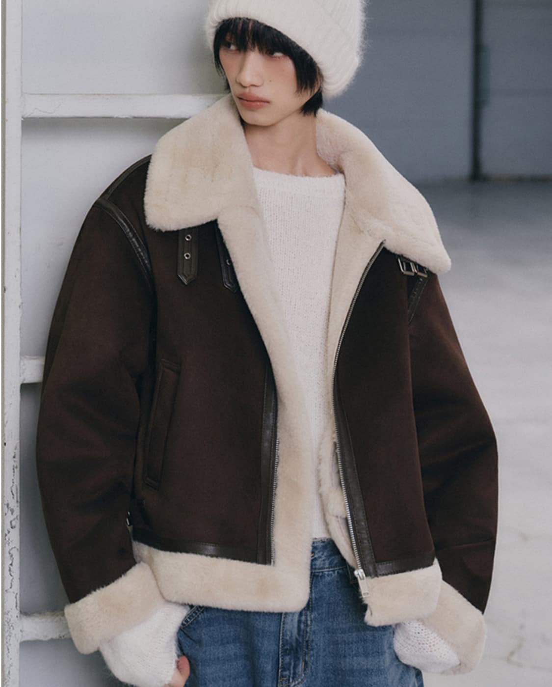 미쏘(MIXXO) 스탠카라 무스탕 브라운 상품이미지3