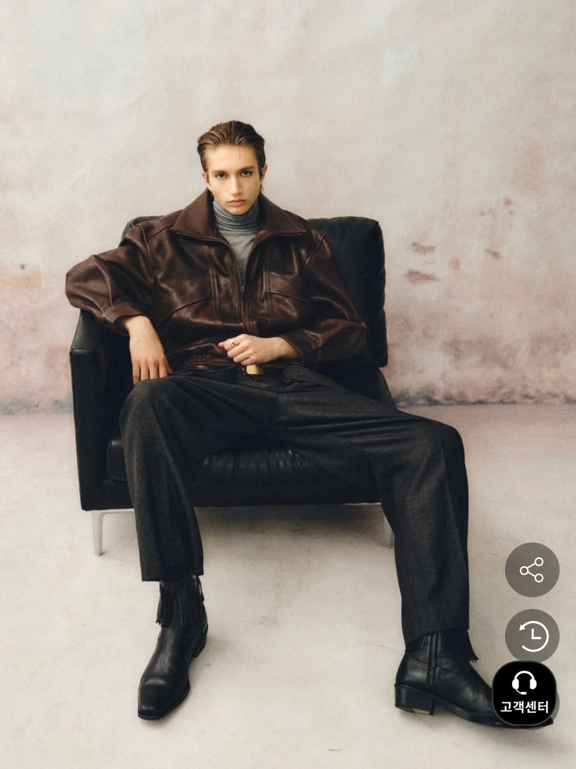 [50] 노이어 kkst 앤틱 카우 레더 가죽 하이넥 블루종 자켓 상품이미지5