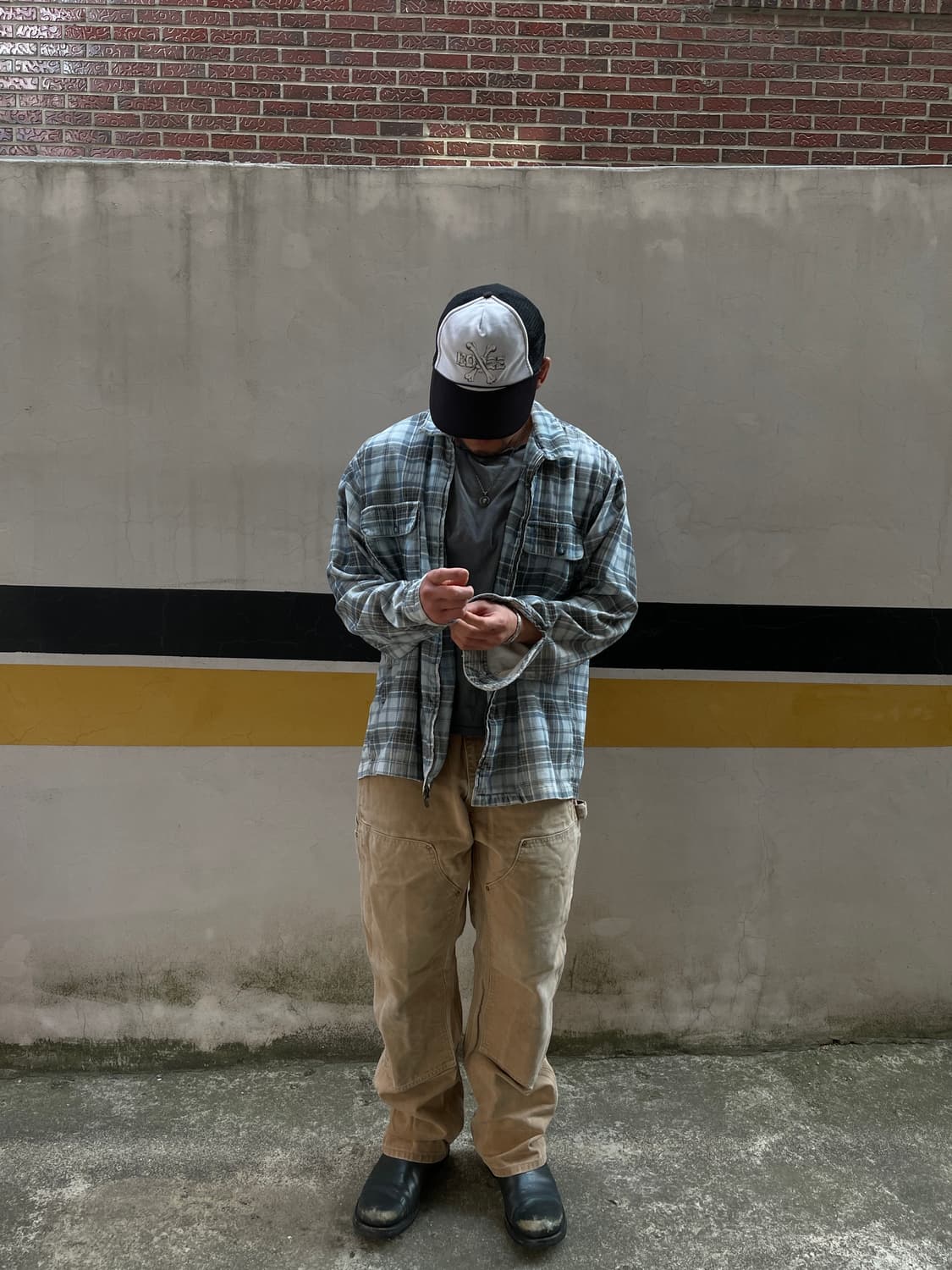 90s Billabong corduroy plaid sky blue 상품이미지2