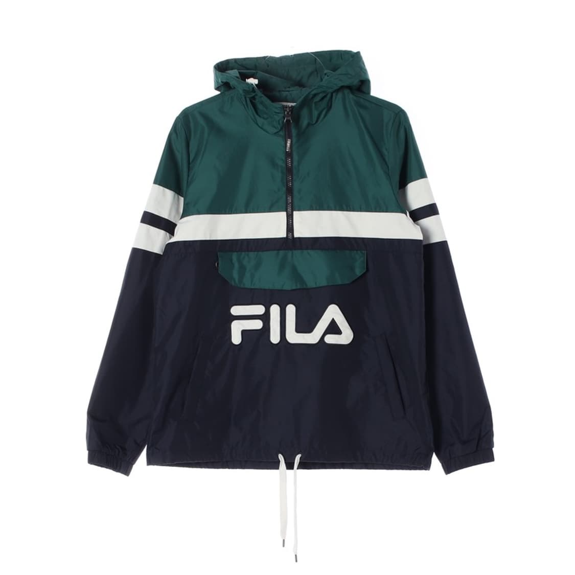 FILA 네이비 그린 배색 아노락 바람막이 S 상품이미지1