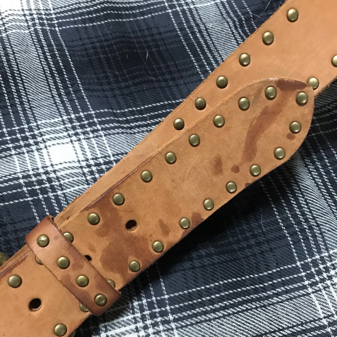 네이티브 아메리칸 황동 더블 스터드 누벅 스웨이드 벨트 상품이미지4