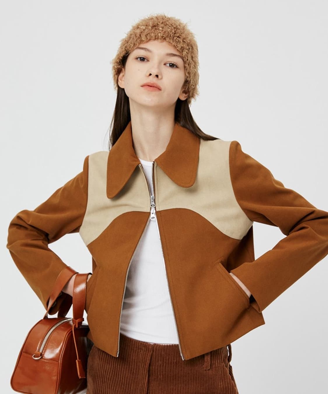 문선 유니섹스 웨스턴 스웨이드 집업 자켓 브라운 상품이미지3