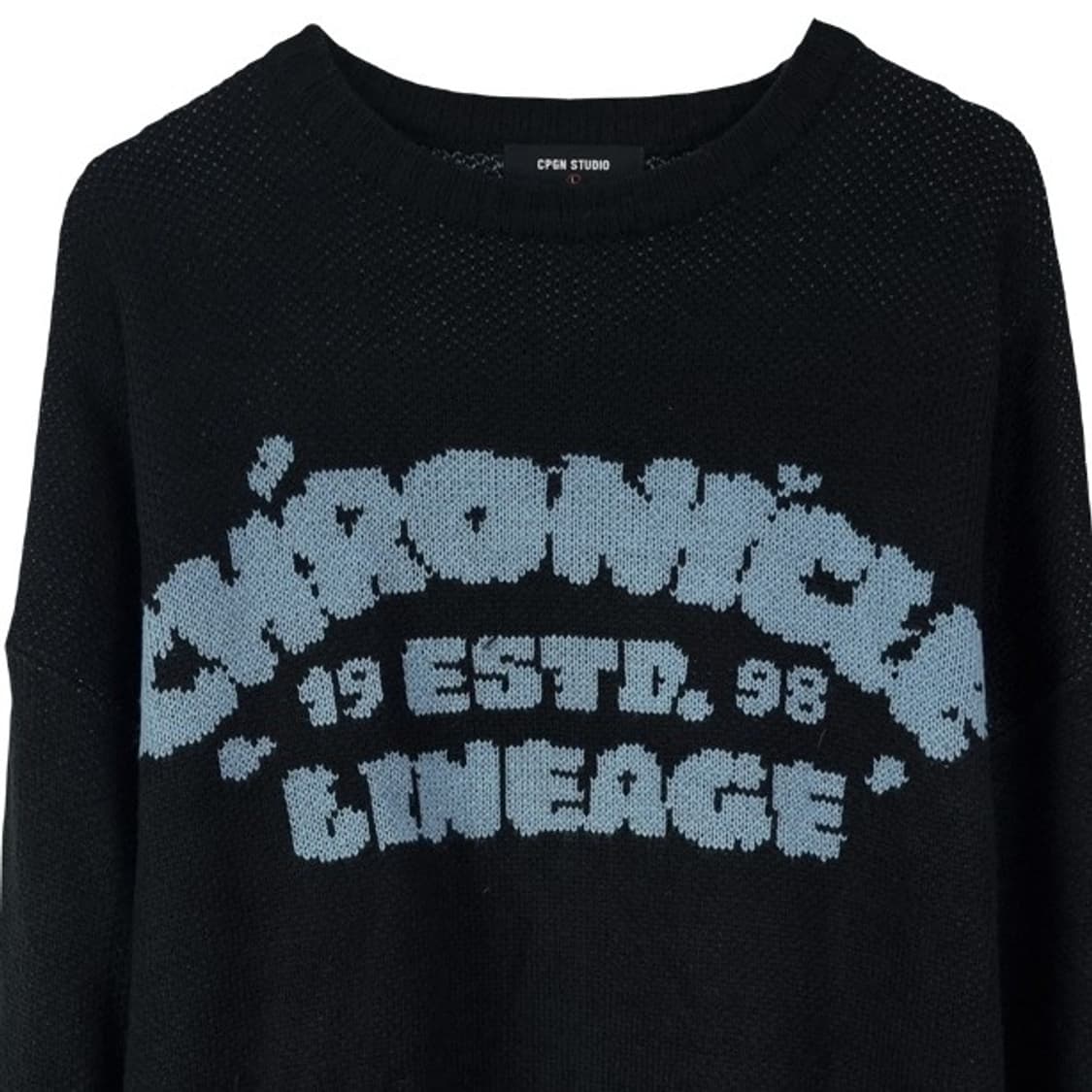 [꼼파뇨] 그래픽 쟈카드 오버사이즈 니트 블랙 M18427 상품이미지4