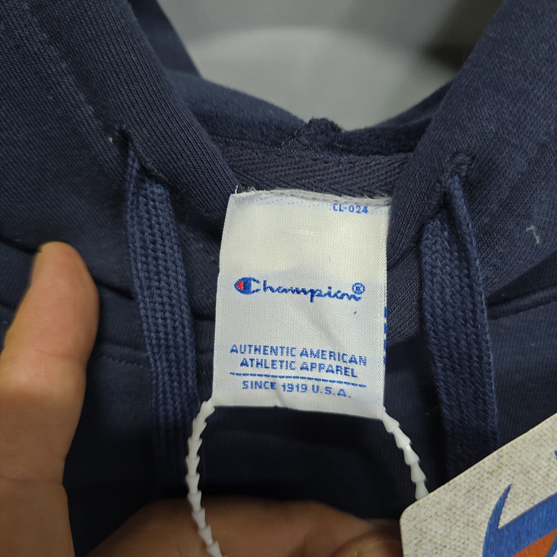 새제품)챔피온(Champion) 빅로고 후드 네이비 L 상품이미지5