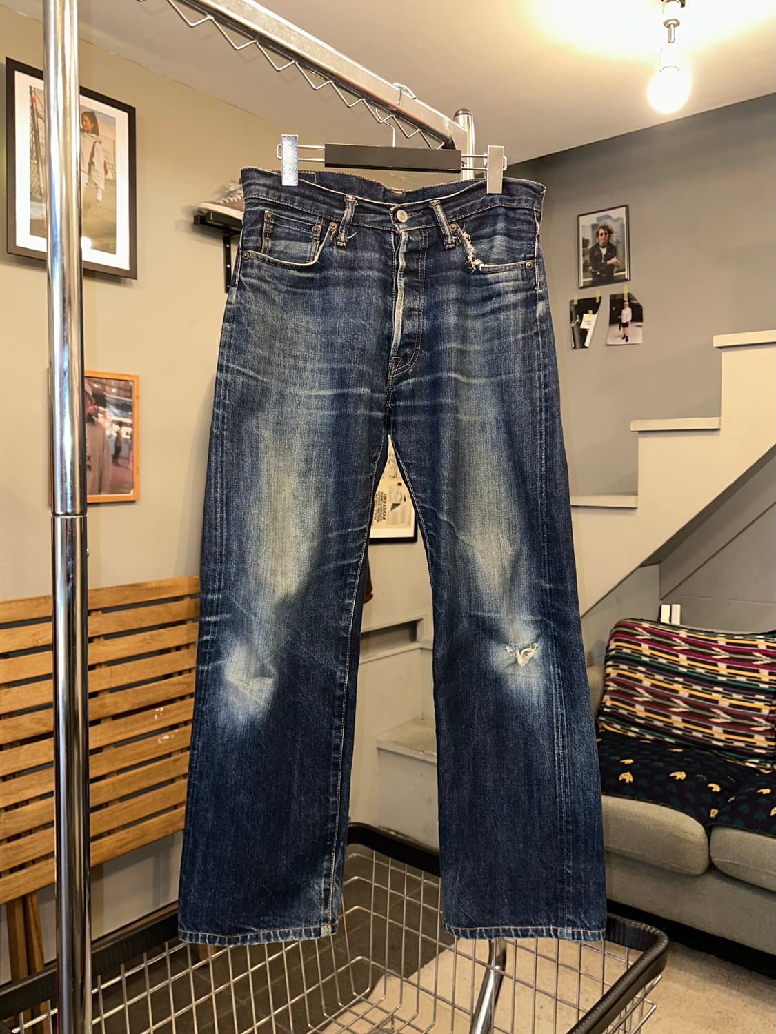 Denime Selvedge destroyed denim pants 상품이미지3