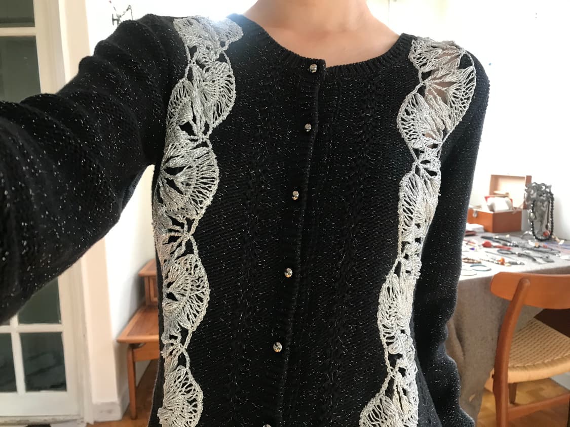 vintage pearl ruffle lace cardigan 상품이미지3