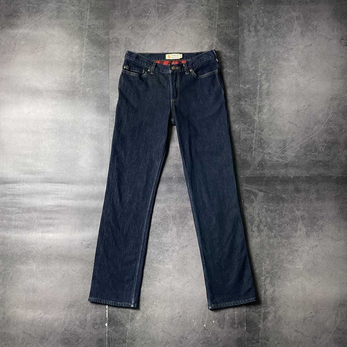 CARHARTT 칼하트 체크 플란넬 인디고 데님 워크 팬츠 A00877 상품이미지1