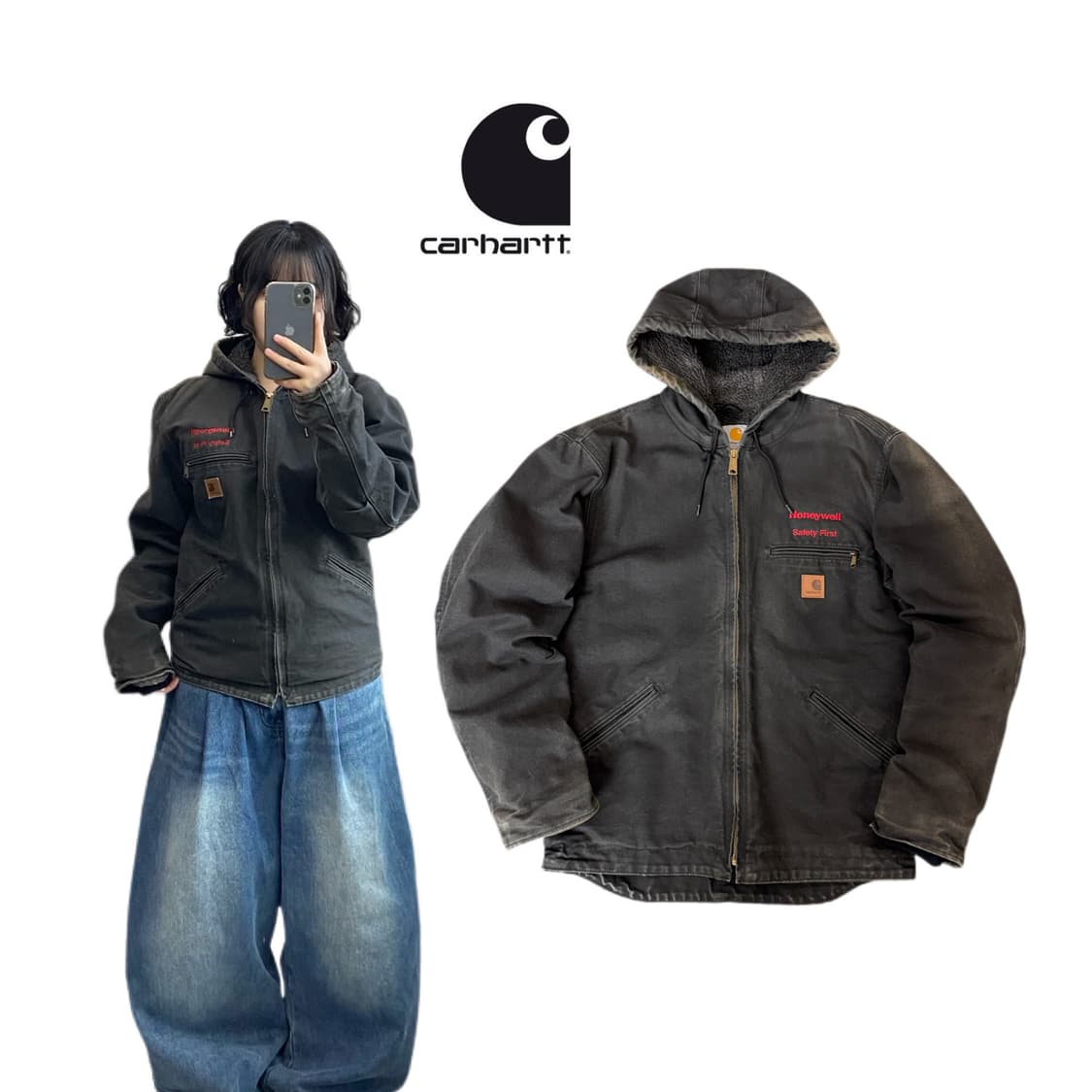 칼하트 OG J141 blk 쉐르파 페이딩 덕액티브 시에라 후드 워크자켓 상품이미지1