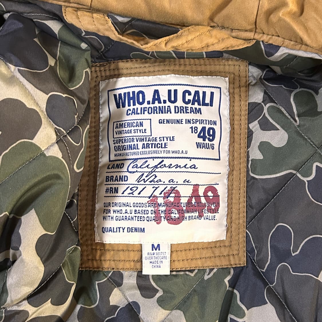 후아유 캘리포니아 빈티지 야상 패딩 M 카멜 허리끈조절 가능 상품이미지6