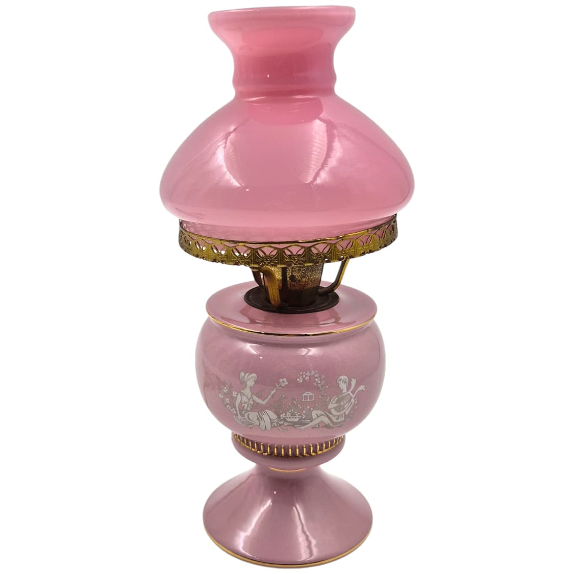 60s 이탈리아 플로렌틴 핑크 오팔린 엔틱 램프 상품이미지2