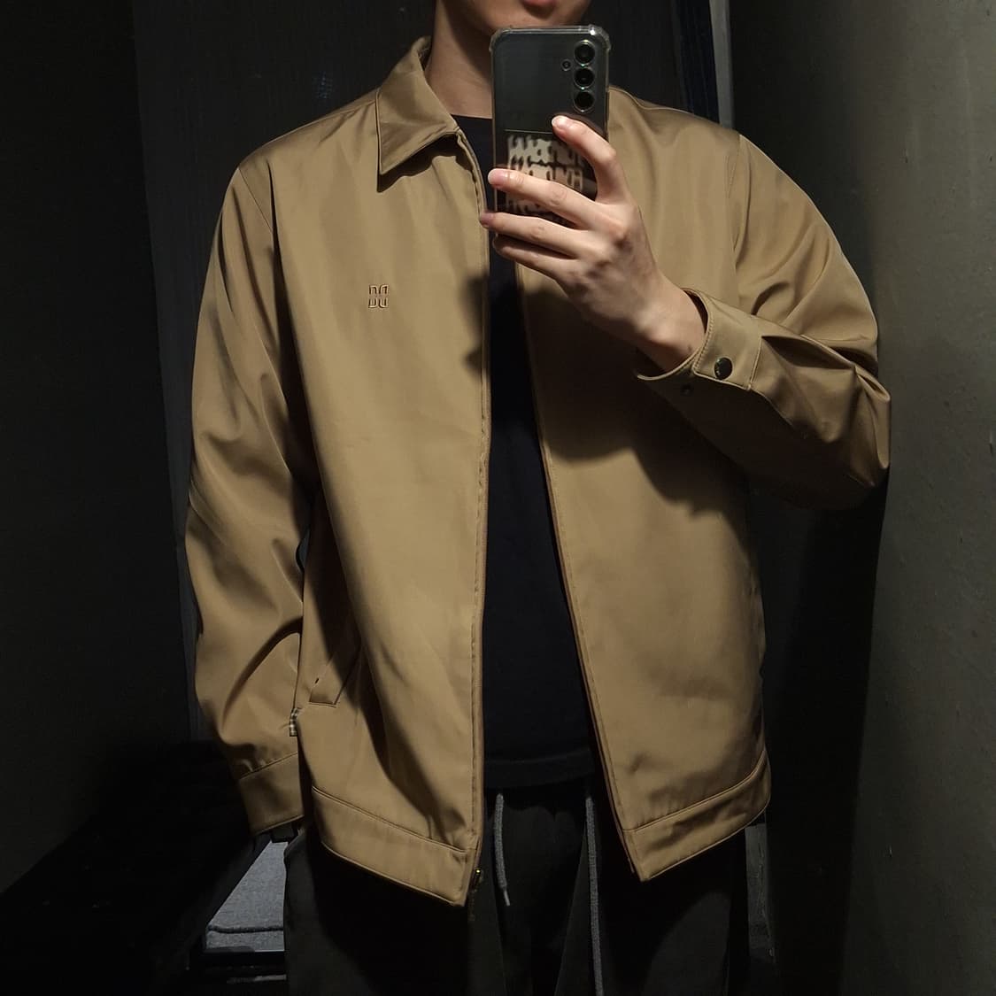 DAKS 닥스 브라운 카키 자수로고 아메카지 카라넥 캐주얼자켓 L 상품이미지1