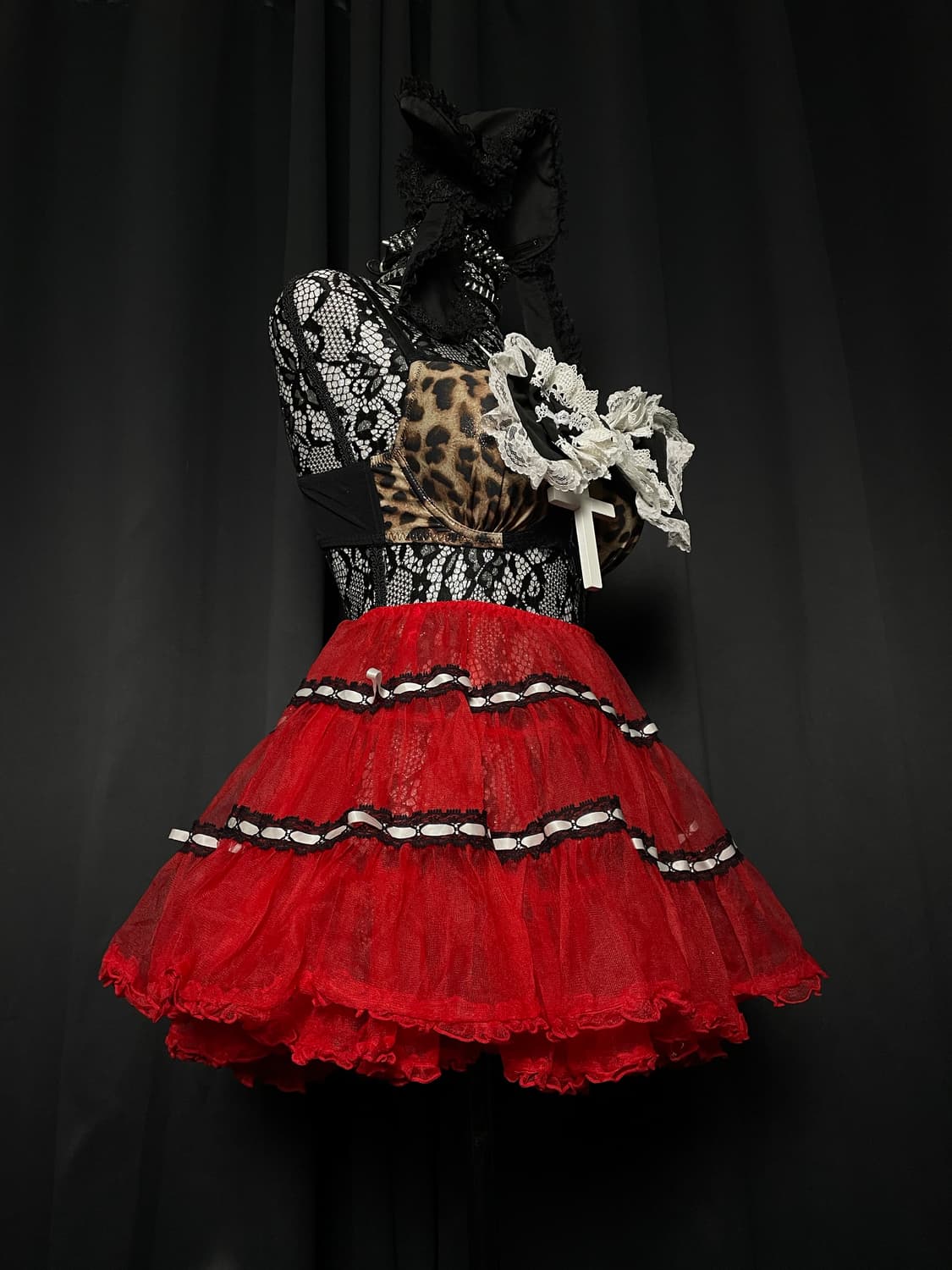 BODYLINE 바디라인 펑크 레드 프릴 튜튜 샤 스커트 상품이미지3