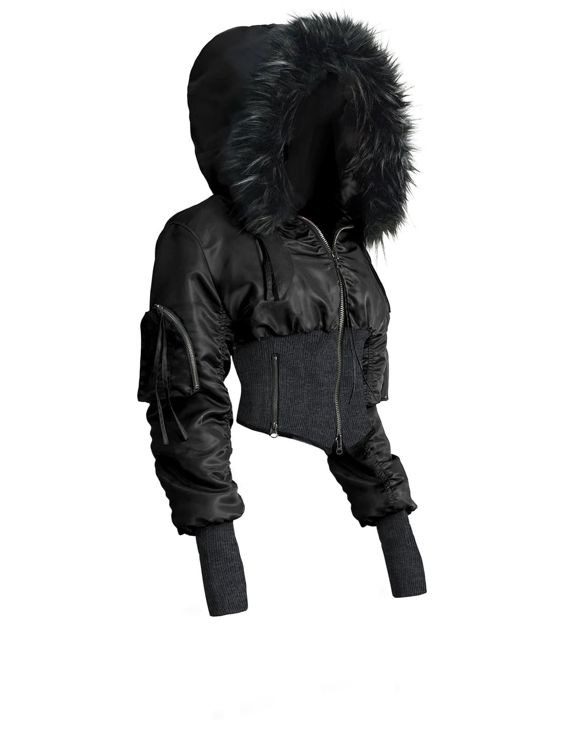 키묘 볼린 패디드 봄버 자켓 블랙 상품이미지3