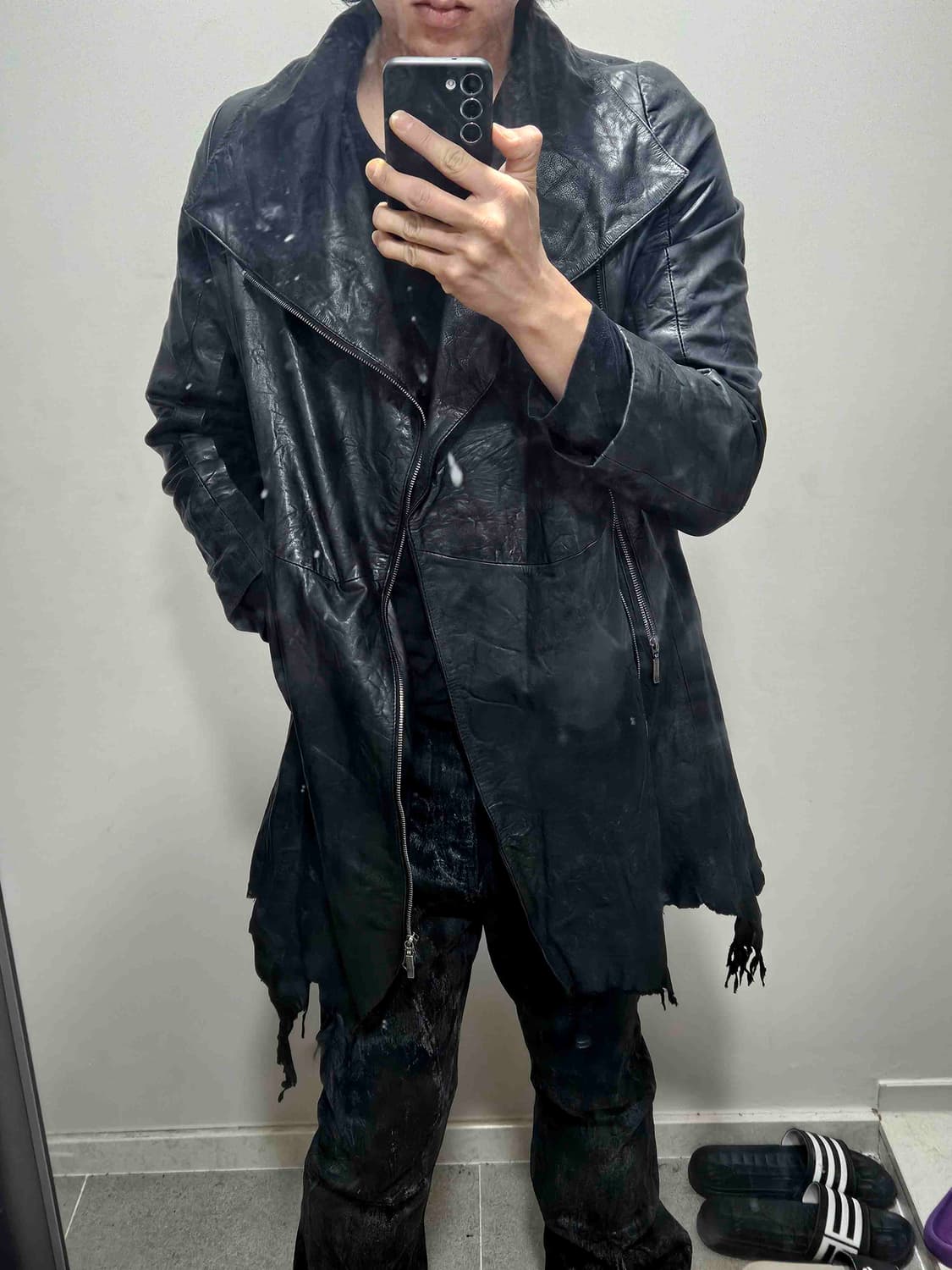 Yasuyuki lshii Distressed Leather Coat 상품이미지2