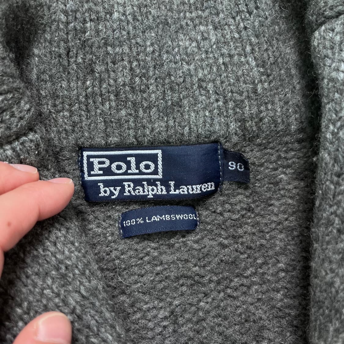 95 폴로랄프로렌 램스울 숄카라 버튼 그레이 니트 가디건 상품이미지4
