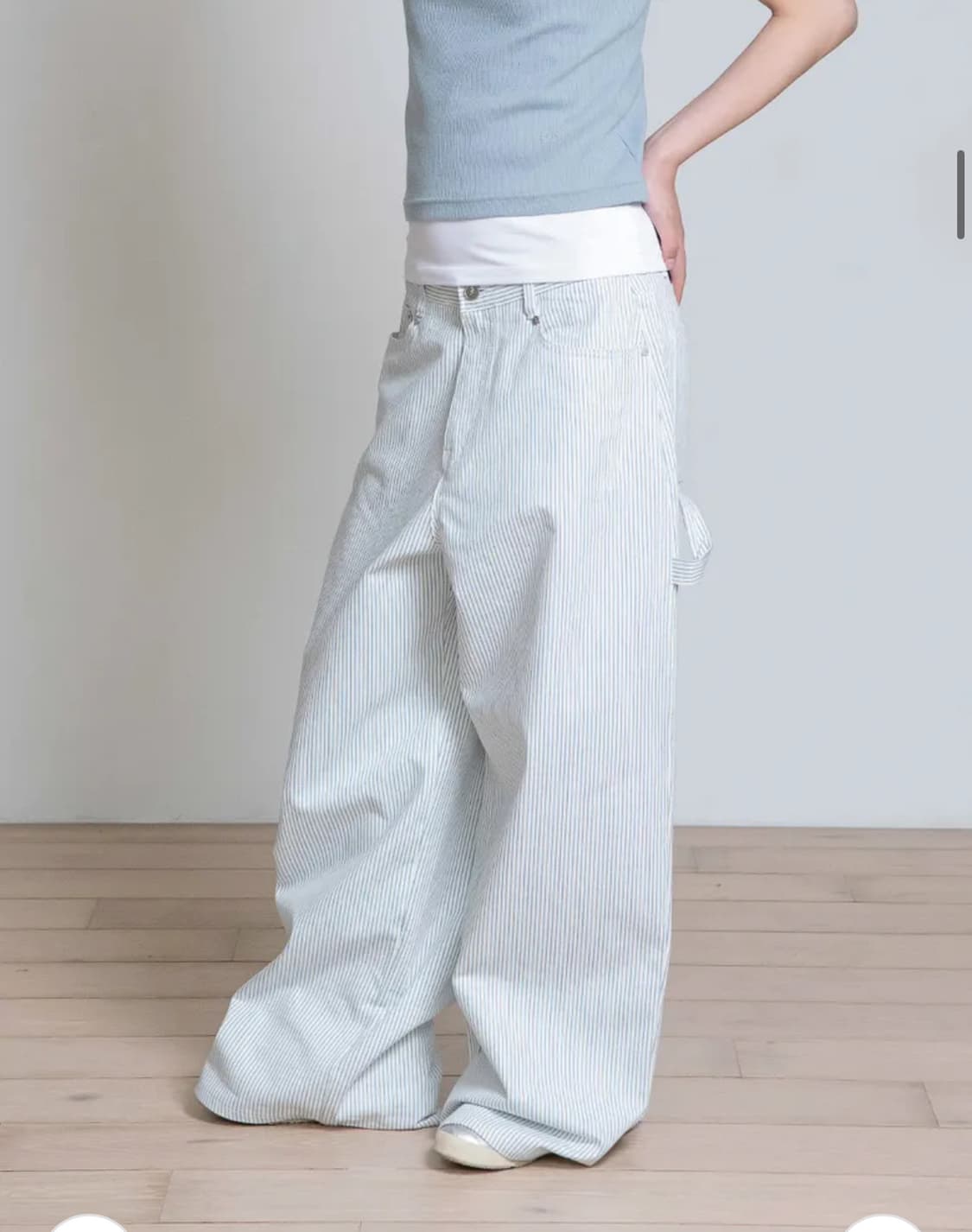 오피쉬 로고 스트라이프 워크 팬츠 화이트 1사이즈 상품이미지3