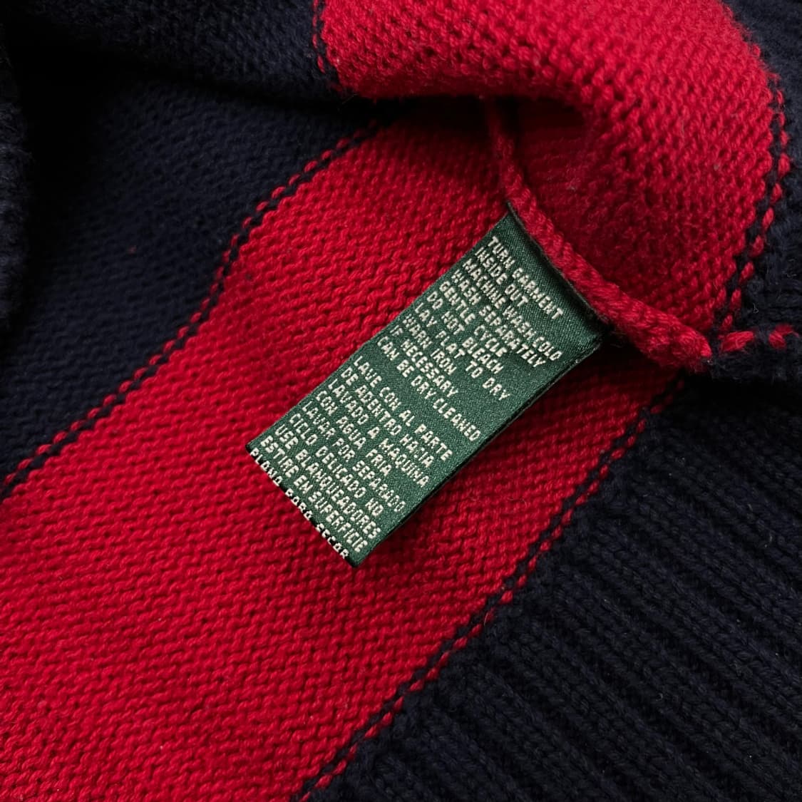 폴로 랄프로렌 월계수 레드단가라 니트 반집업 상품이미지5