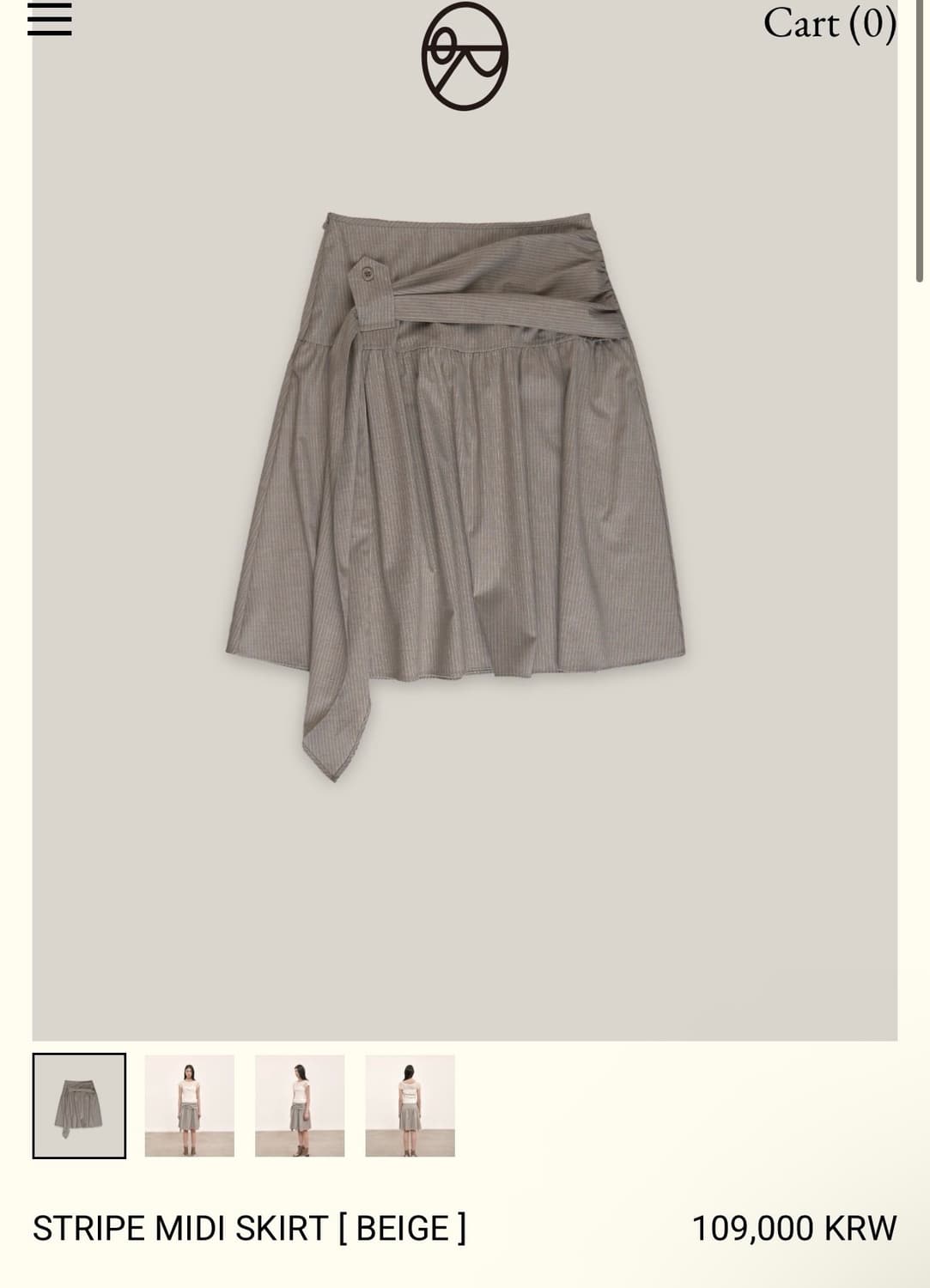 아우로 STRIPE MIDI SKIRT [ BEIGE] 스커트 M사이즈 상품이미지2