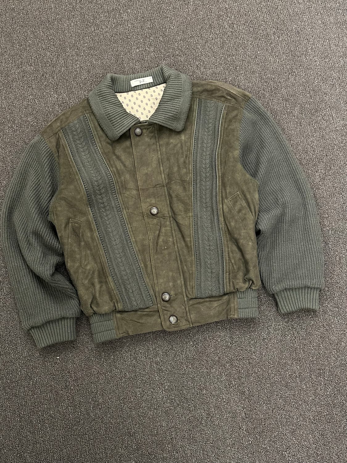 M)80’s 재패니즈 빈티지 스웨이드 니트 지퍼업 자켓 상품이미지2