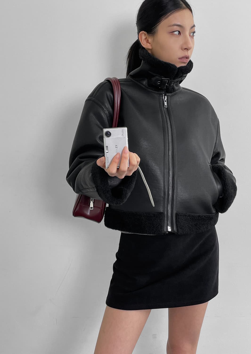 Blackup [made] 범블링레더무스탕 상품이미지1