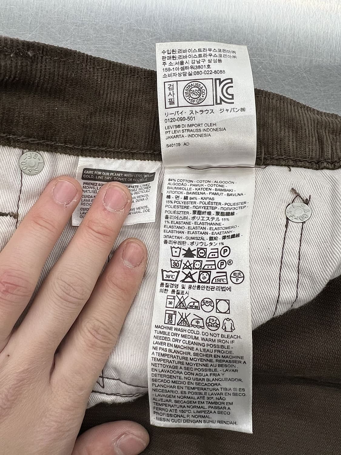 리바이스 511 브라운 화이트 탭 코듀로이 팬츠 상품이미지8