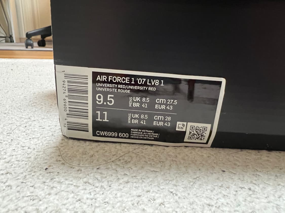 275 에어포스 1 로우 트리플 레드 올레드 올빨강 상품이미지6