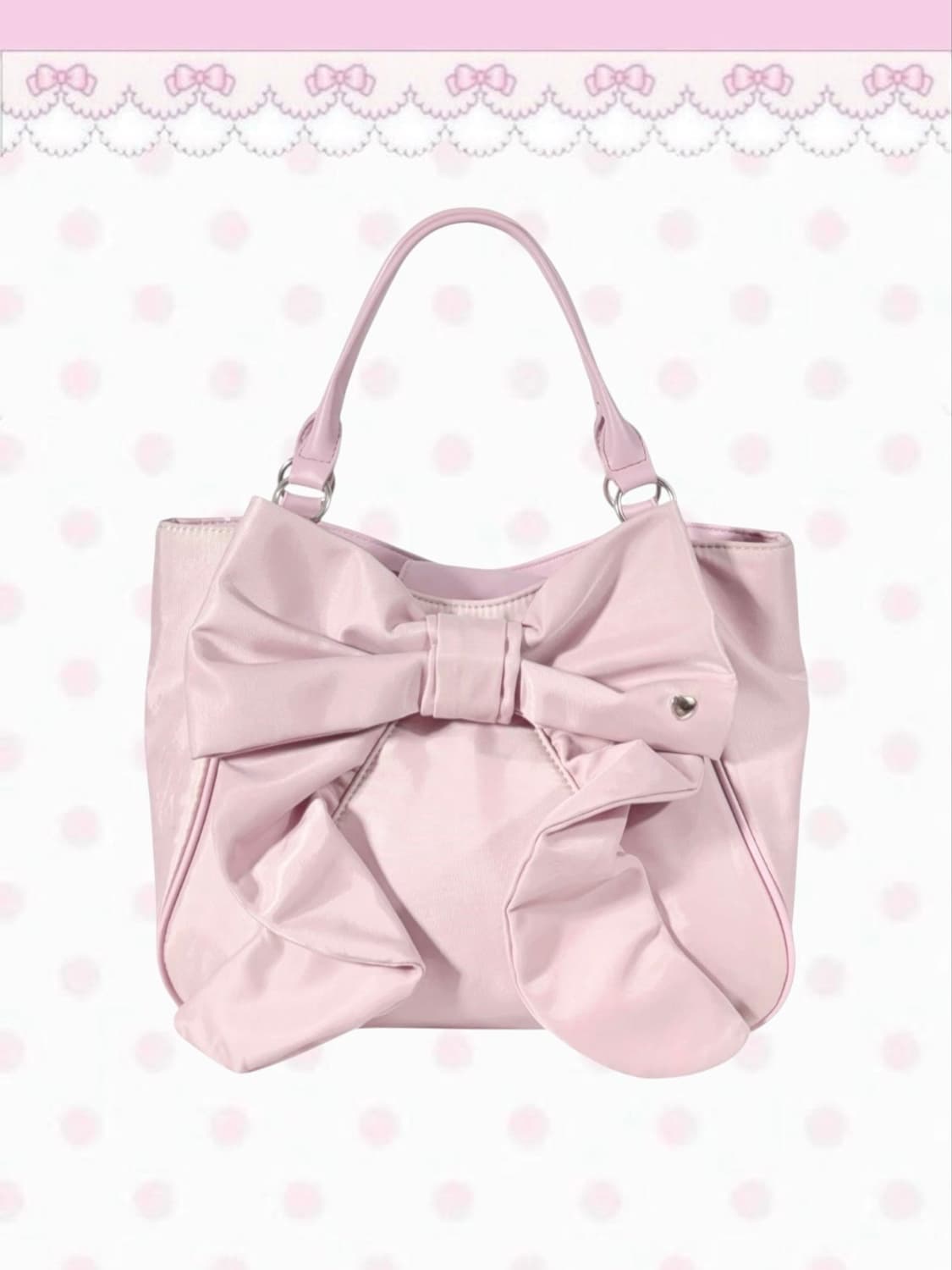 빈티지 핑크 히메갸루 빅리본 숄더 토트백 상품이미지1