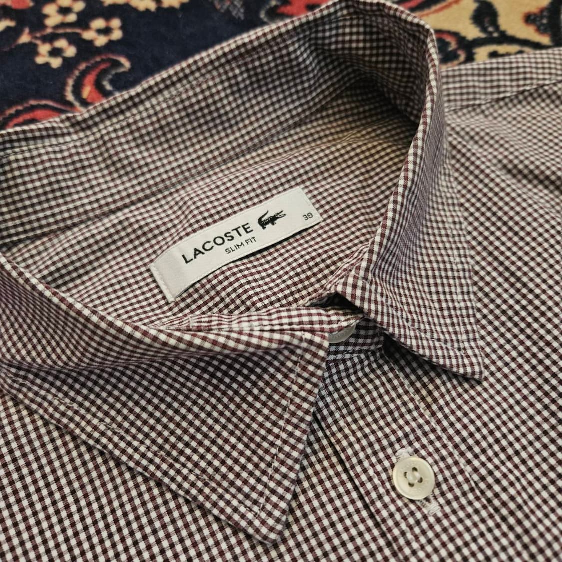 라코스테(Lacoste) 버건디 패치
잔체크 셔츠
 상품이미지3