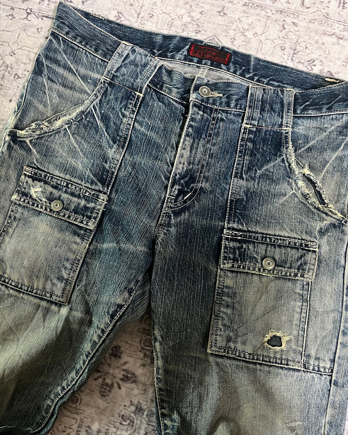 Y2K Distressed Cargo Denim Pants 상품이미지7