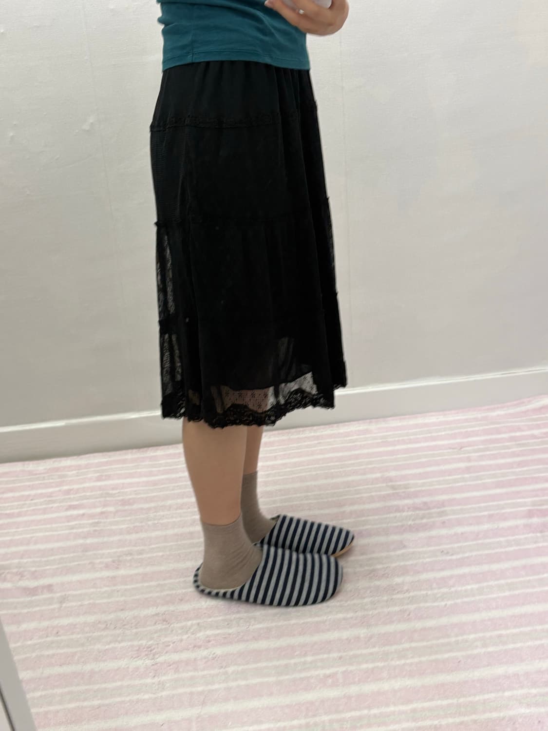블랙 레이스 도트 스커트 상품이미지4