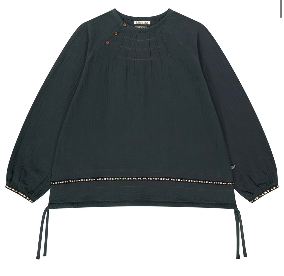 (구해요) 코이세이오 브라우스 지그재그 핀턱 블라우스 블루차콜 상품이미지1