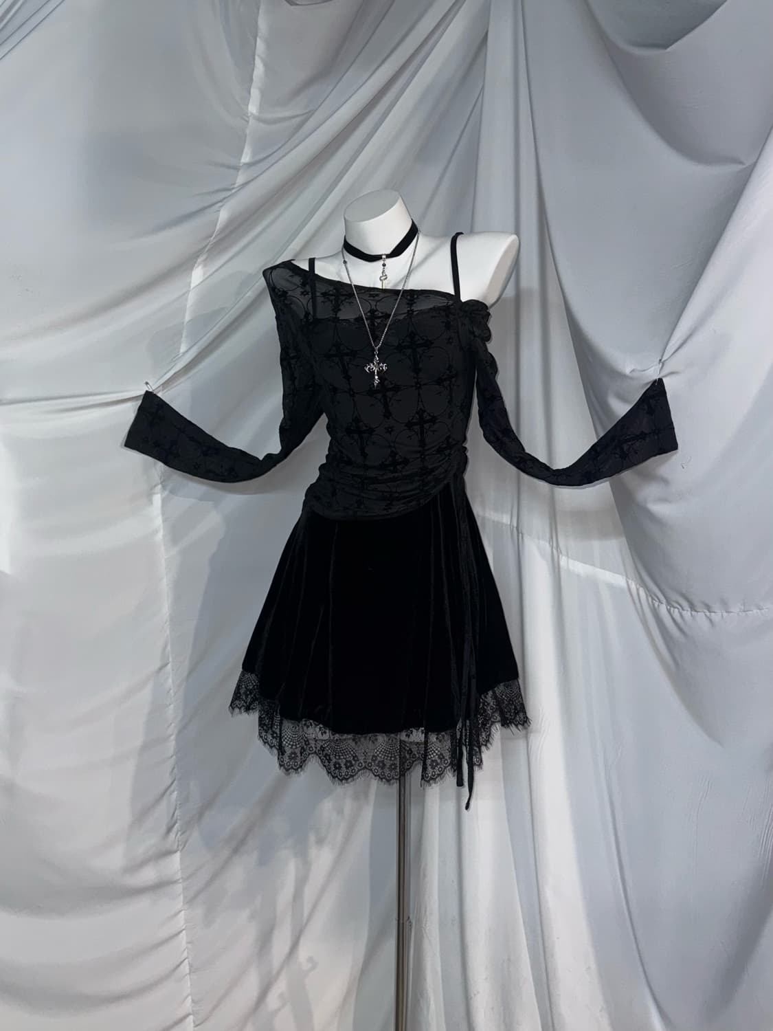 오사라기깔 블랙 데일리 고스고딕 코디세트 상품이미지3