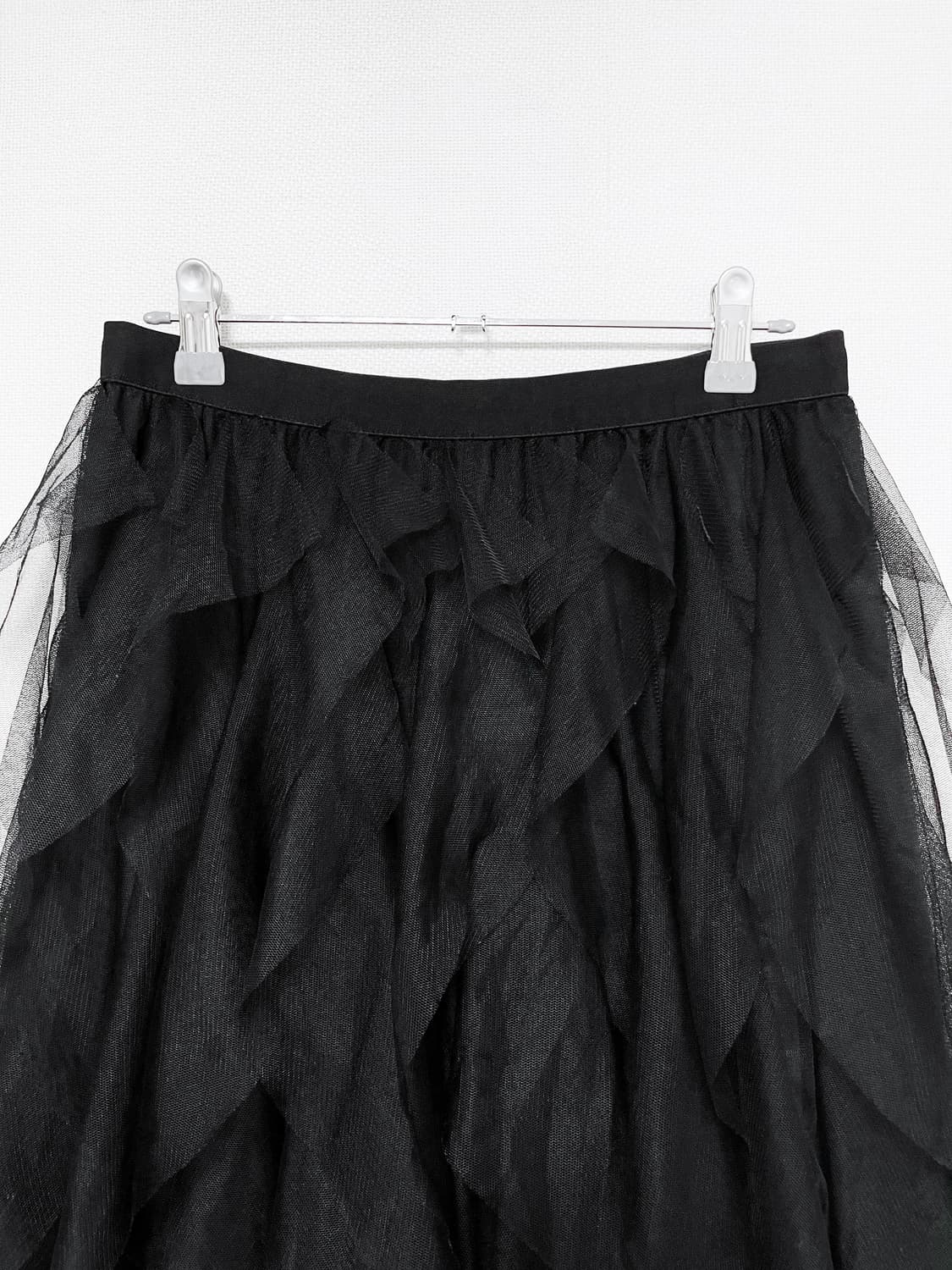 Layered Ruffle Tulle Long Skirt - Black 상품이미지5