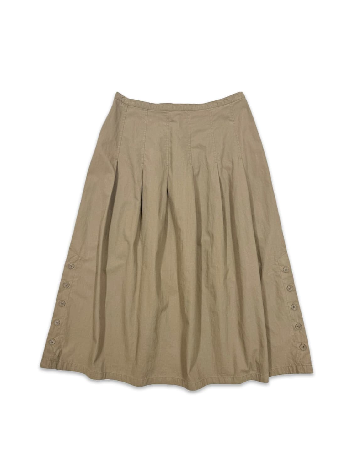 빈티지 라이트 브라운 사이드 단추 롱 스커트 상품이미지1
