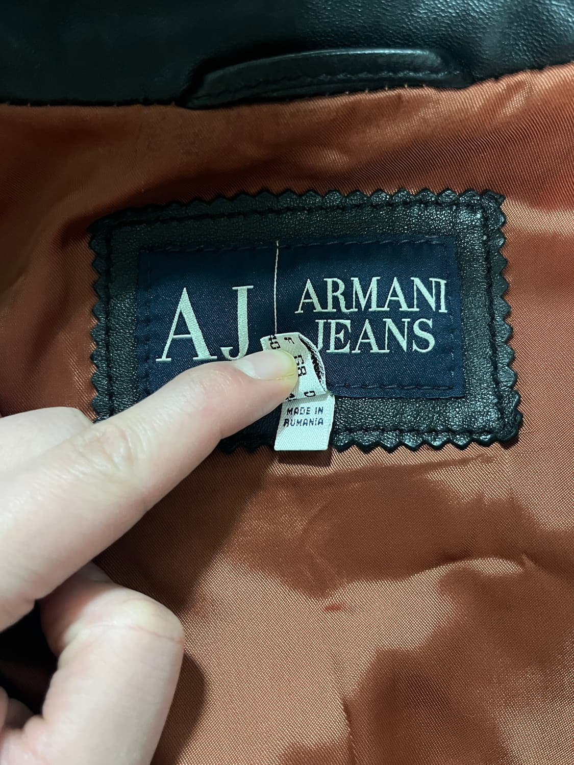 Armani Jeans 블랙 100% 천연가죽 라이더 자켓 해 상품이미지5