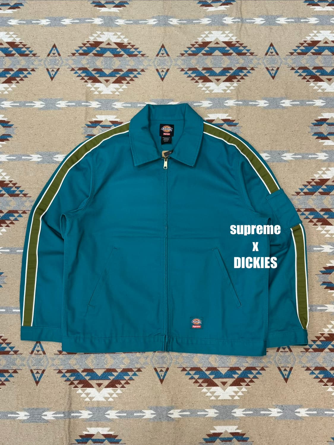 [L] 슈프림 x 디키즈 스트라이프 아이젠하워 자켓 틸 상품이미지1