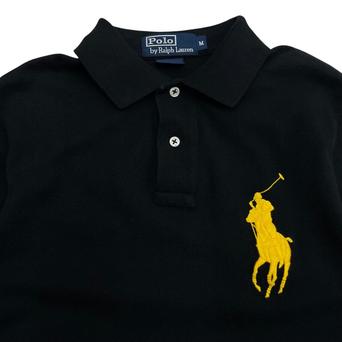 폴로 랄프로렌 옐로우 빅포니 블랙 카라 반팔 M 상품이미지4