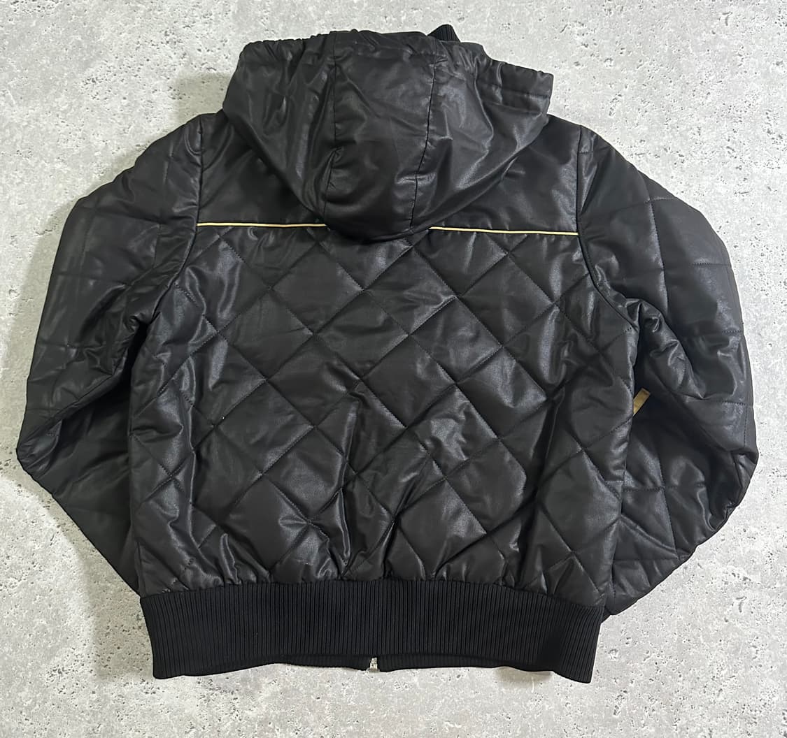 00s adidas 올드스쿨 블랙 골드 퀼팅 후드 자켓 공용 상품이미지3