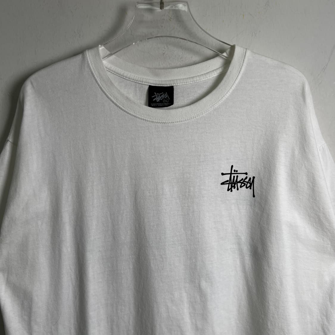 stussy 스투시 베이직 로고 화이트 반팔 티셔츠 XL 상품이미지4