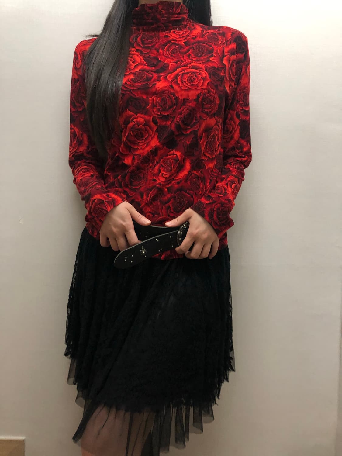 빈티지 레드 오리엔탈 플라워 탑 상품이미지6